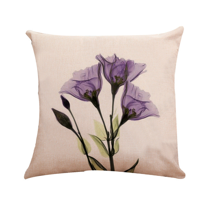 New Modern And Simple Ink Painting Flower Linen Hug Pillowcase Tulip Pillow Cushion Cover Fashionable Home Pillow