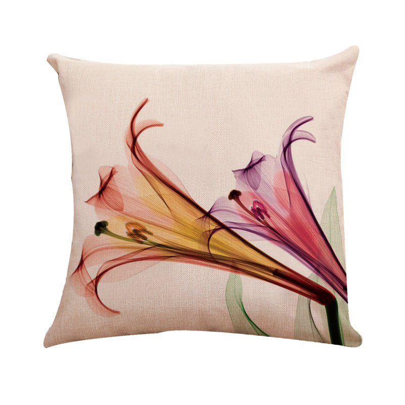 New Modern And Simple Ink Painting Flower Linen Hug Pillowcase Tulip Pillow Cushion Cover Fashionable Home Pillow