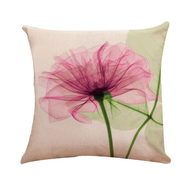 New Modern And Simple Ink Painting Flower Linen Hug Pillowcase Tulip Pillow Cushion Cover Fashionable Home Pillow