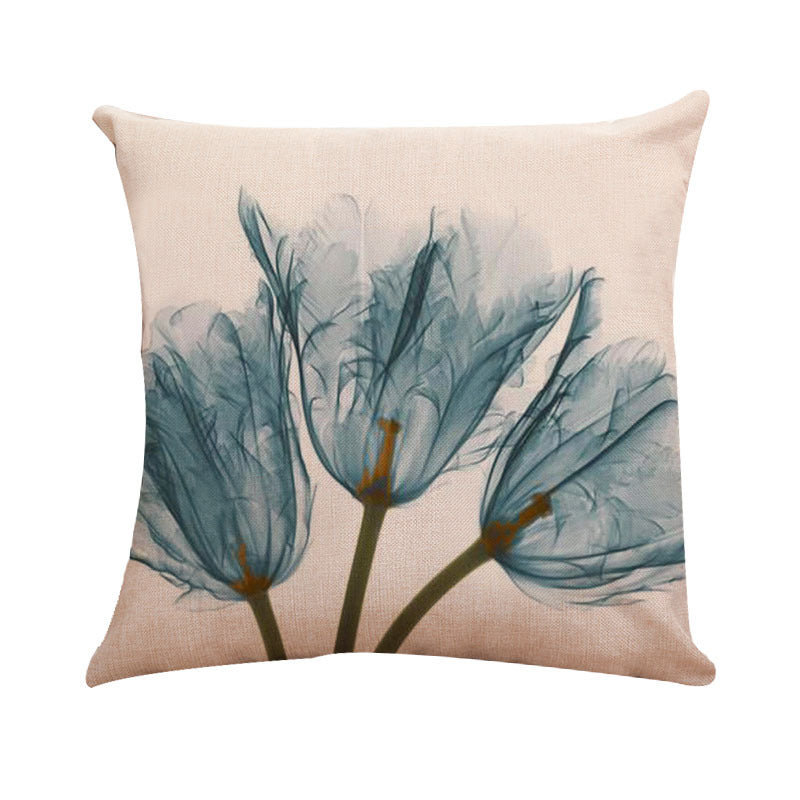 New Modern And Simple Ink Painting Flower Linen Hug Pillowcase Tulip Pillow Cushion Cover Fashionable Home Pillow