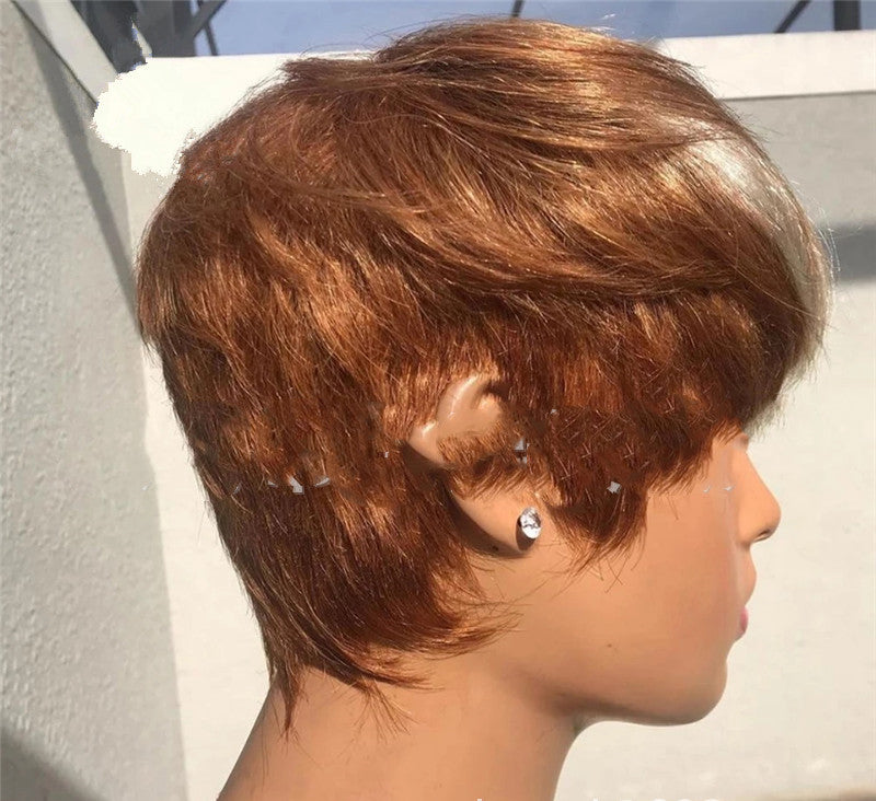 Short Hair Wigs, Brown Highlights, Golden Hair