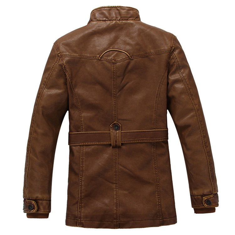 New Men'S Leather Jacket Thickened And Velvet Autumn And Winter Models