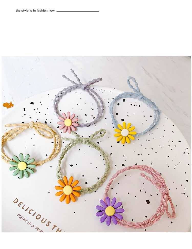 Literature And Art Little Daisy Hair Ring Elegant Style Lovely Flower Hair Rope Baby Hair Elastic Band Suit