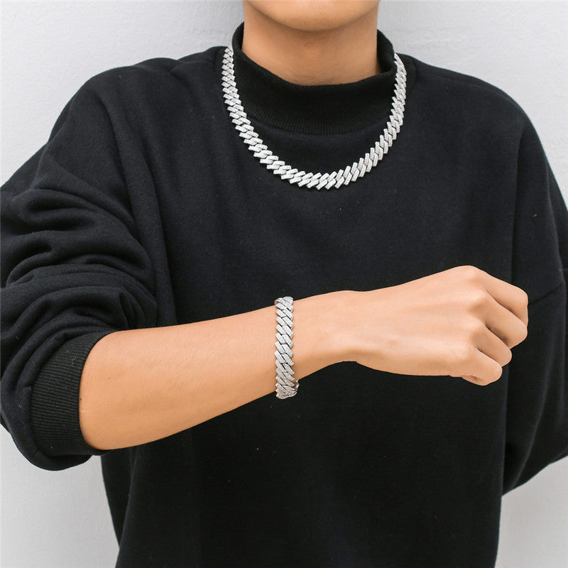 European And American Hip-hop New 14mm Diamond-shaped Cuban Chain