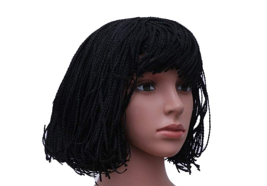 Cross-border Chemical Fiber Braid Wig European And American Wig Female Short Curly Hair Box Braid Wig Rose Net Chemical Fiber Headgear