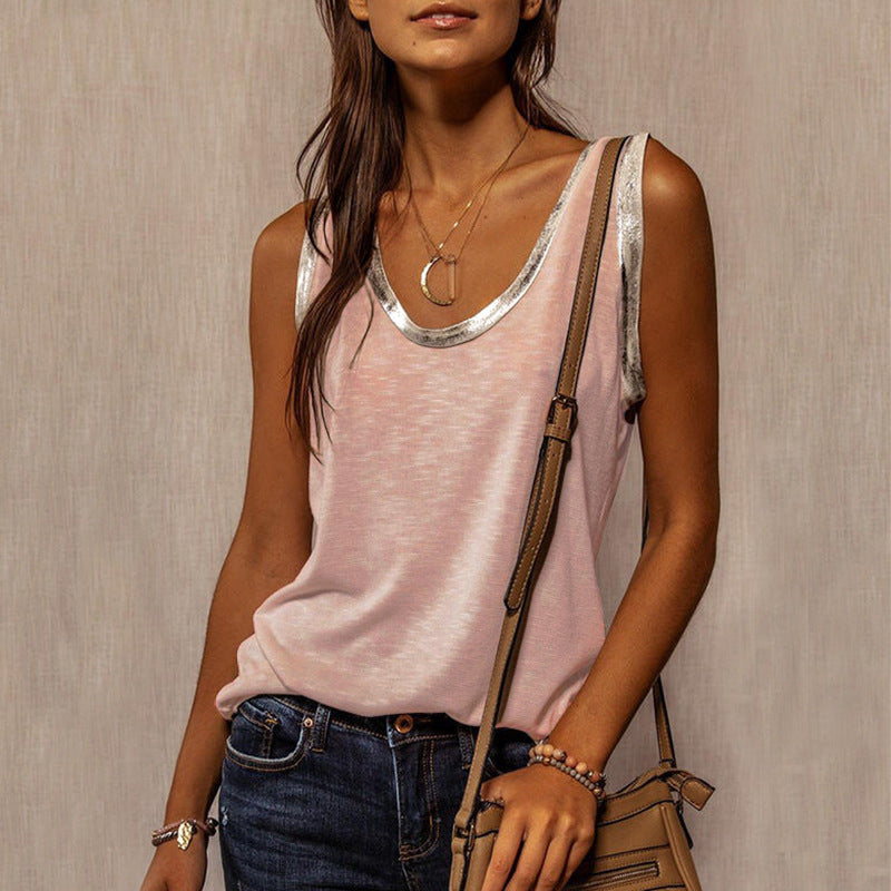 Sleeveless Round Neck Loose Tank Top