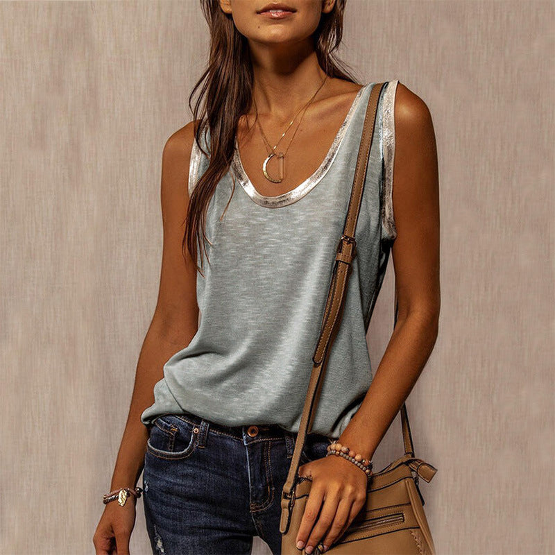 Sleeveless Round Neck Loose Tank Top