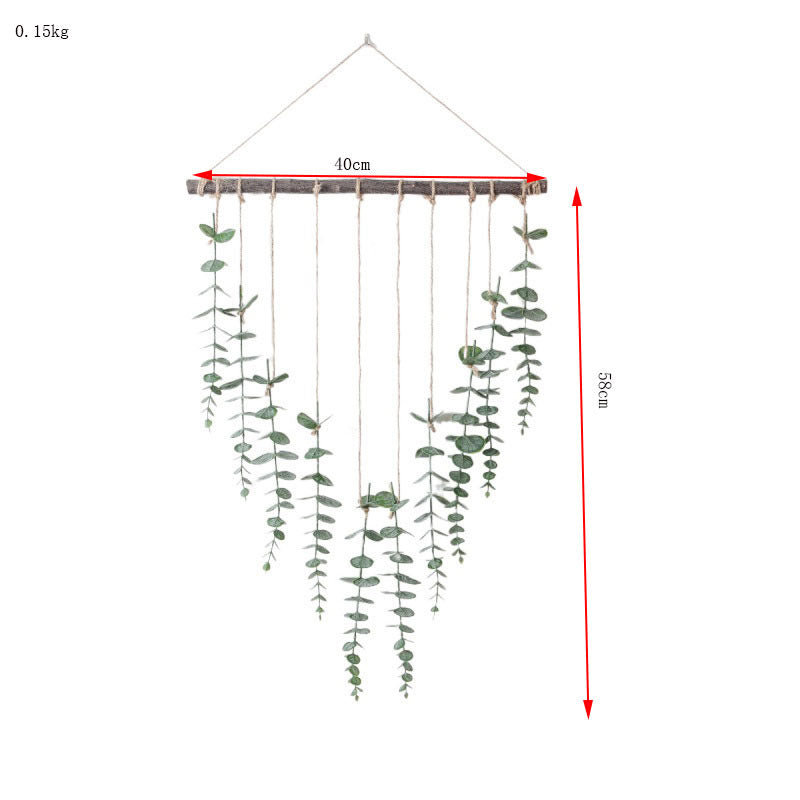 Log Wall Hanging Green Plant Eucalyptus Leaf Artificial Fern Leaf