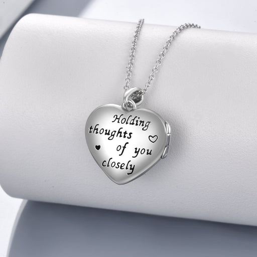 Sterling Silver Forget-me-not Heart Locket That Holds Pictures Memory Locket Necklace