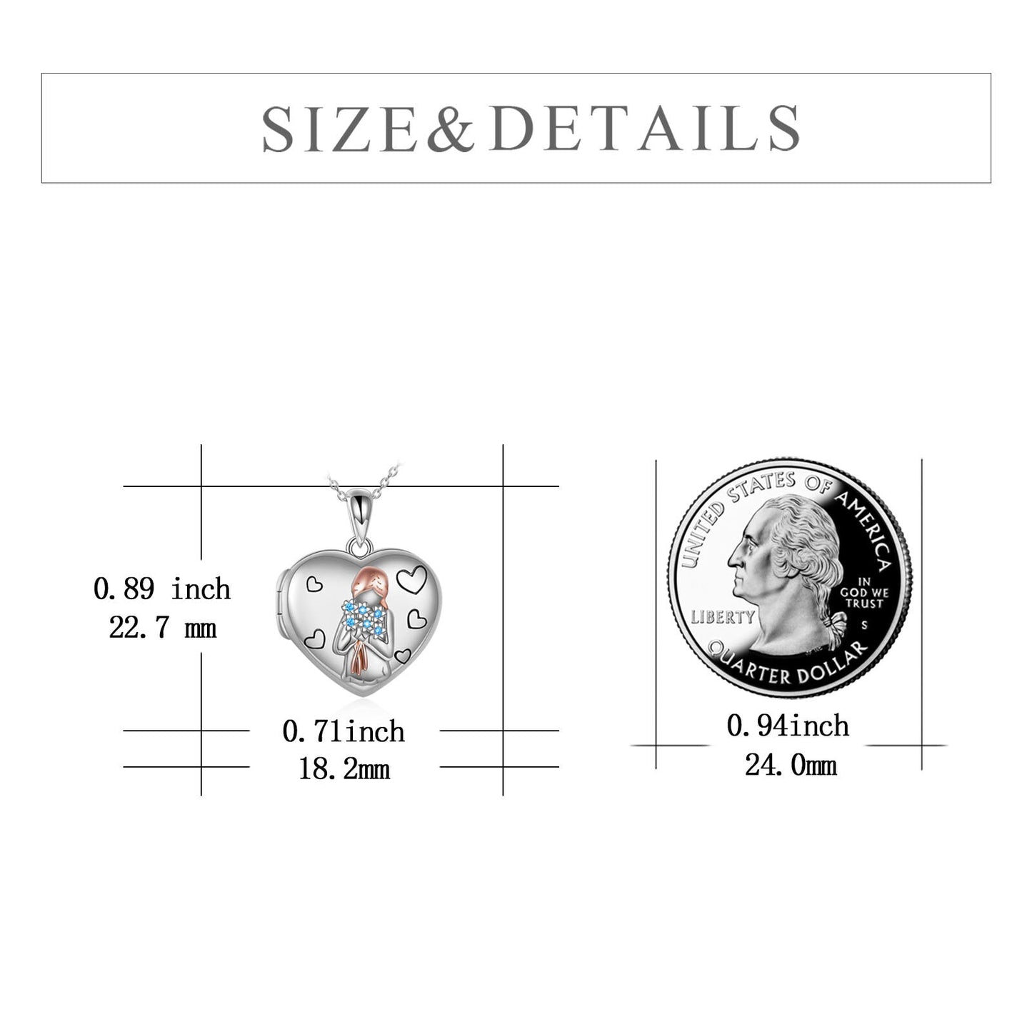 Sterling Silver Forget-me-not Heart Locket That Holds Pictures Memory Locket Necklace