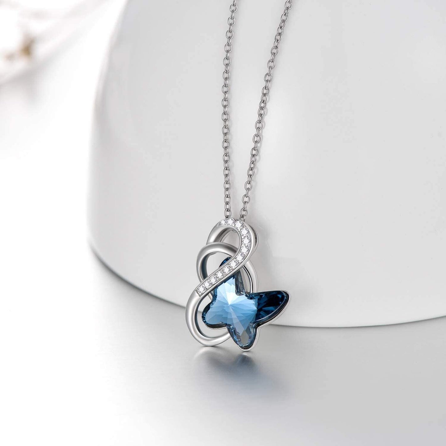 Sterling Silver Infinity Butterfly Pendant with Crystal Gifts for Women