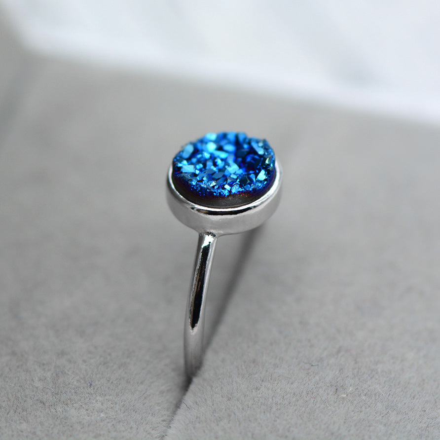 Round Blue Crystal Stud Earrings