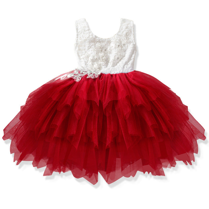 Girl lace dress embroidered princess dress