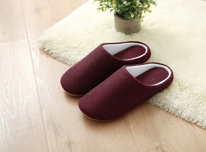 Men's Cotton Black autumn season Home Furnishing East indoor household warm slippers Muji soft bottom good anti-skid slippers