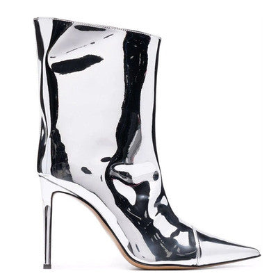 Nightclub Ankle Boots Pointed High Heel 9cm Magic Paint Leather