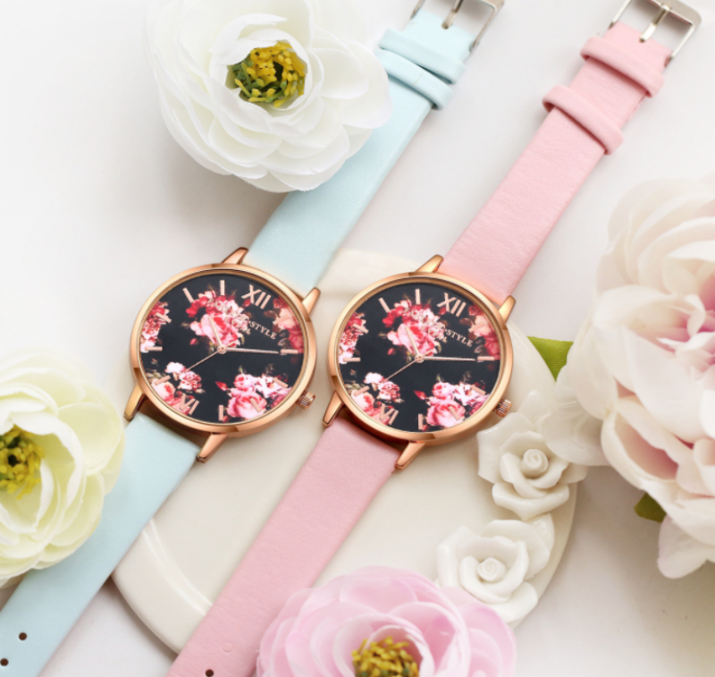 High Quality Fashion Leather Strap Rose Gold Women