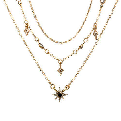 Multi-layer star pendant necklace handmade alloy necklace