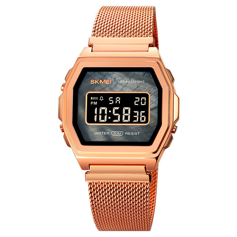 Fashion Cool Multi-function Trend Personality Student Waterproof Stainless Steel Electronic Watch