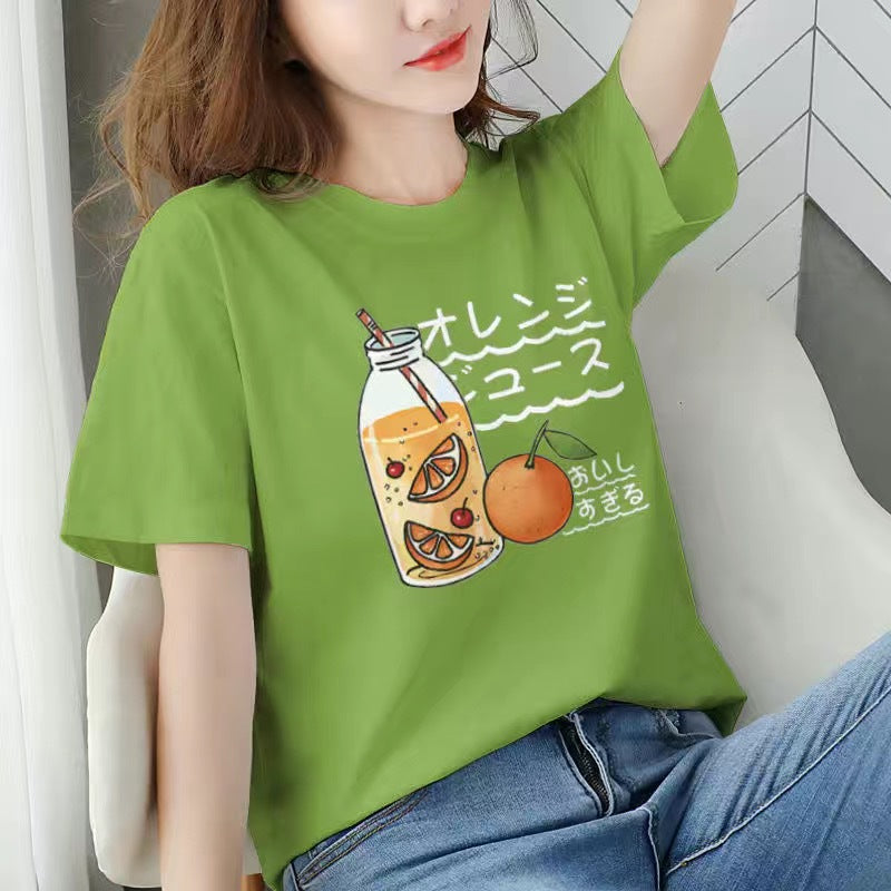 Women's printed loose and thin T-shirt top