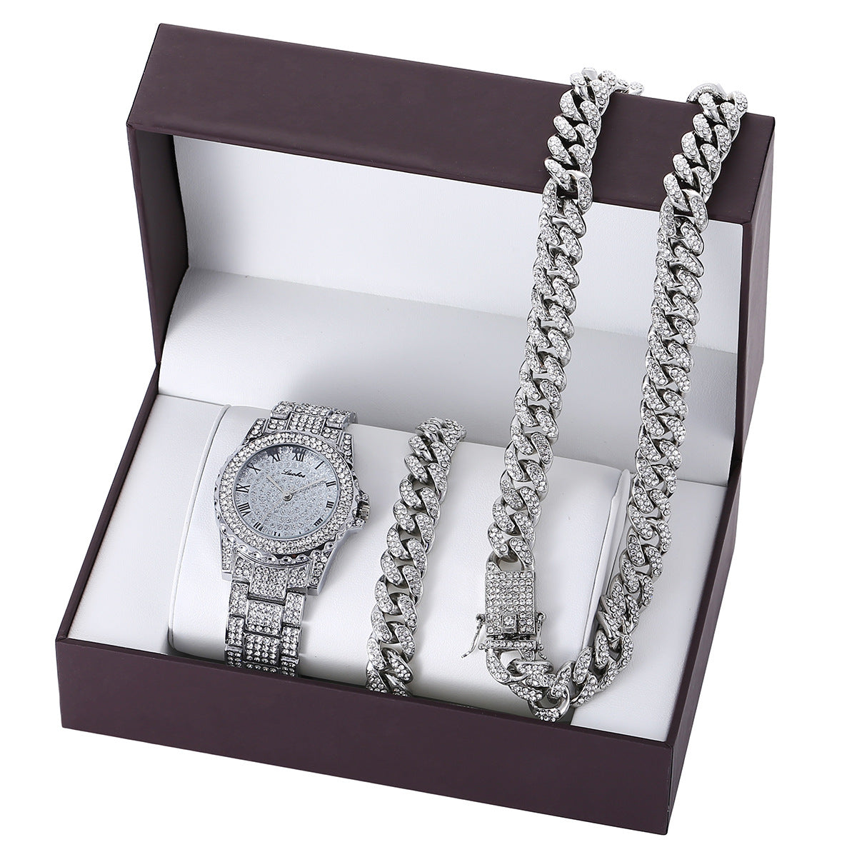 Diamond steel band quartz watch  bracelet set