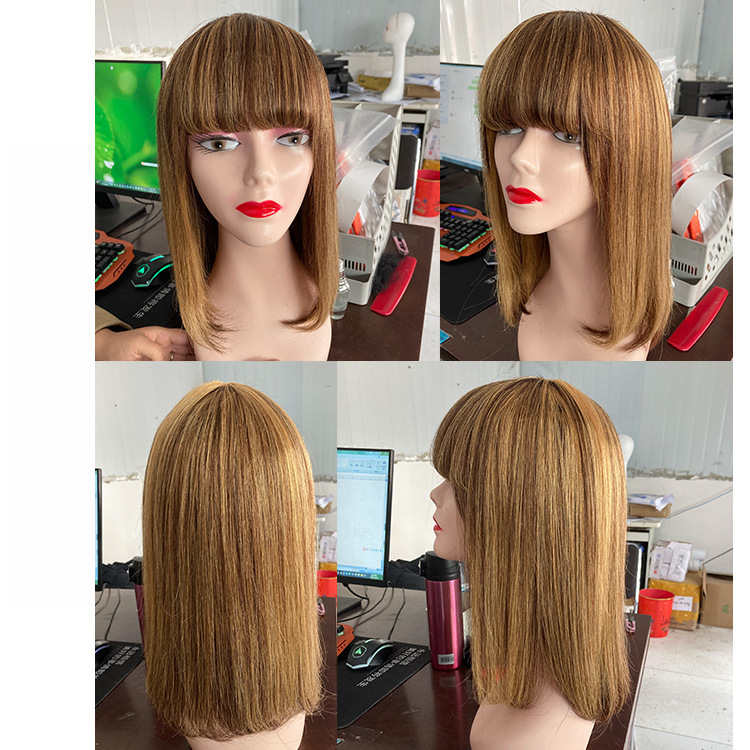 Women's Short With Bangs Mechanism Real Hair