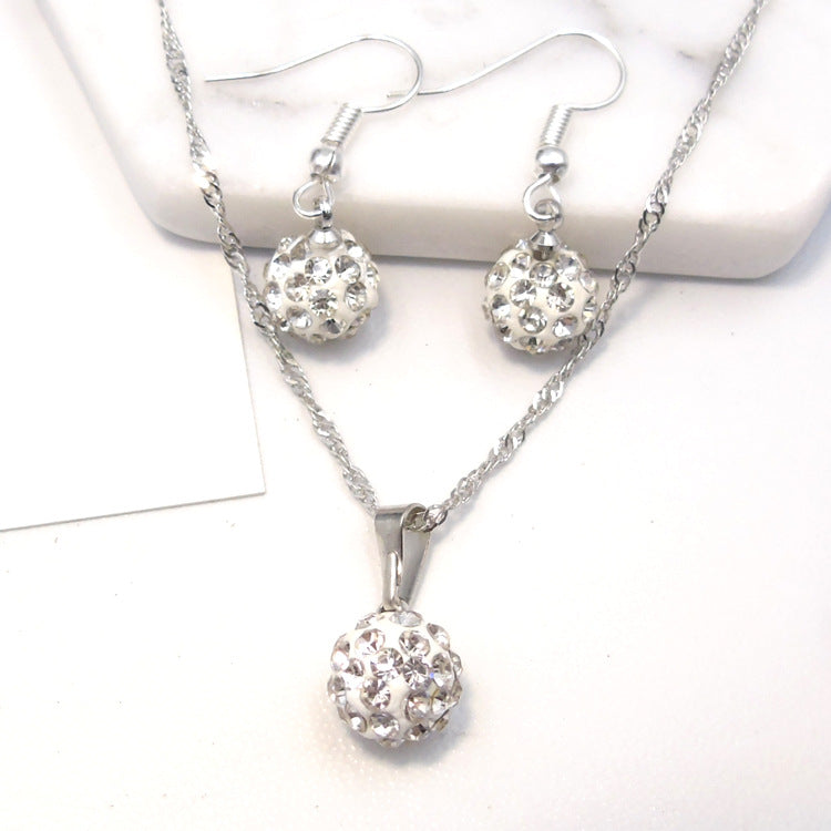 Full Diamond Ball Jewelry Crystal Set Earring Necklace