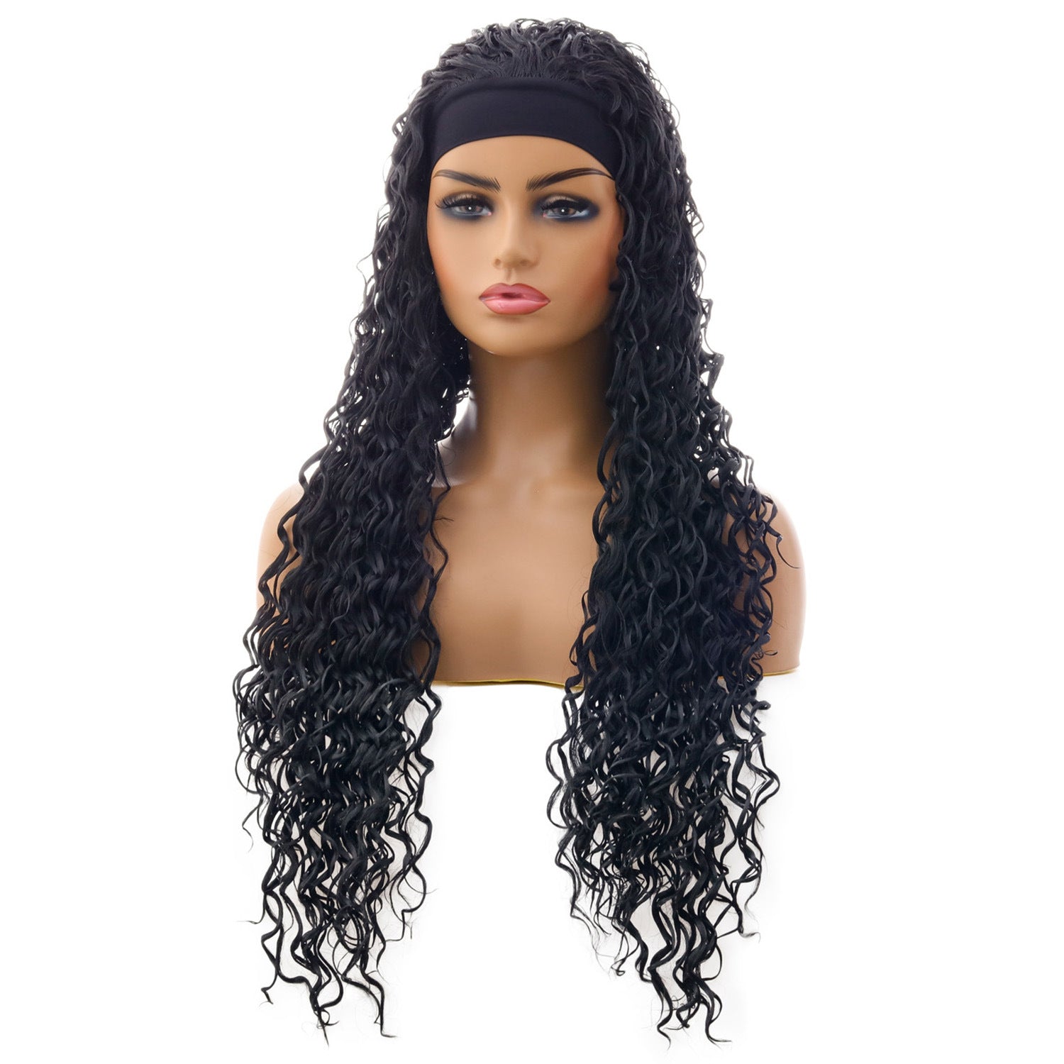 Small Roll Black Turban Wig Synthetic Fiber Headgear