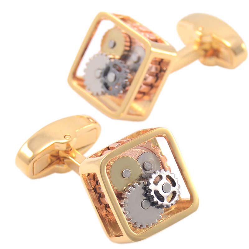 Men's mechanical gear cufflinks jewelry cuff nails