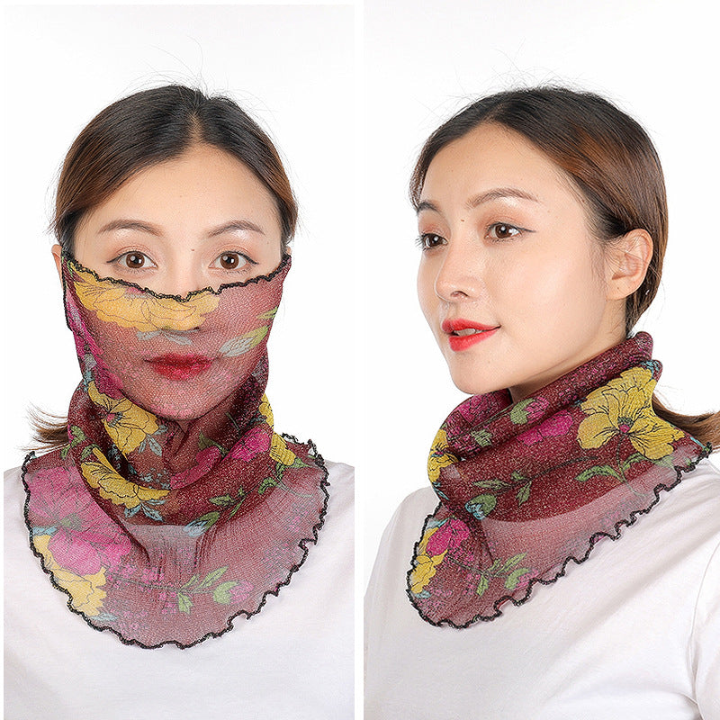 Summer Thin Hanging Ear Multifunctional Gauze Scarf