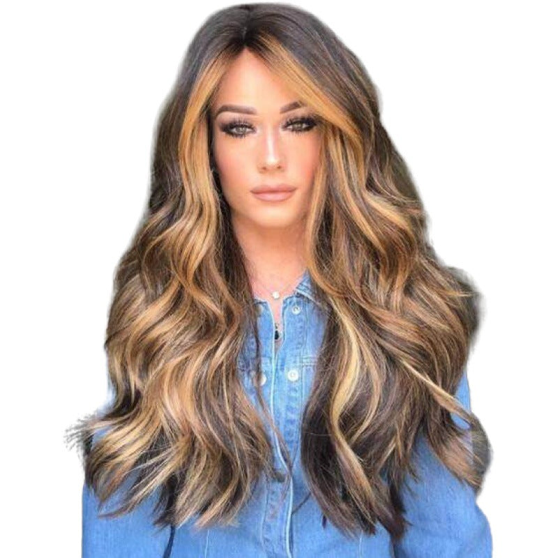 Medium long curly hair wig