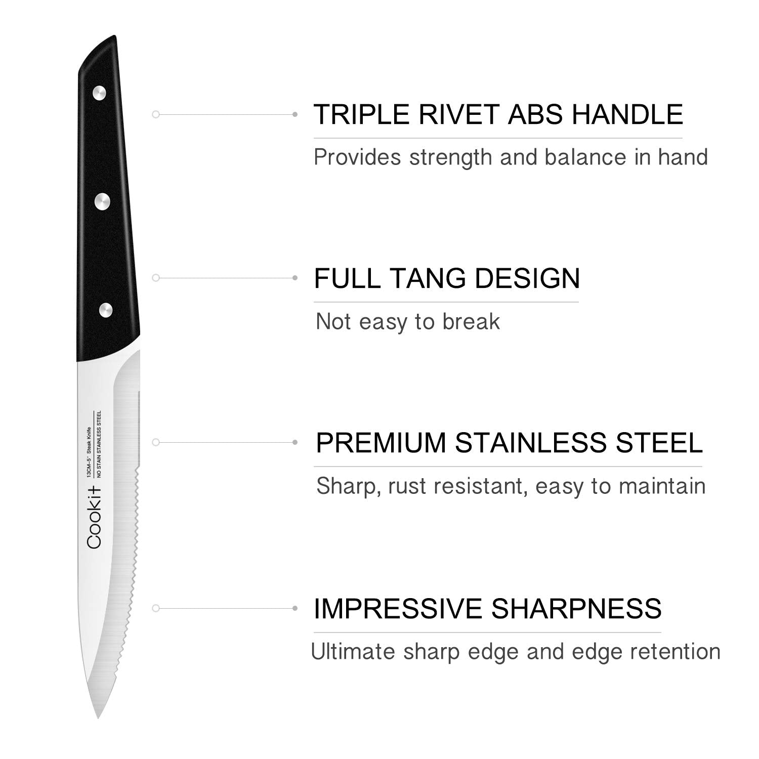 Steak Knife, 8Pcs Steak Knife Set Stainless Steel Serrated Steak Knife Dinner Knife for Home Amazon Platform Banned