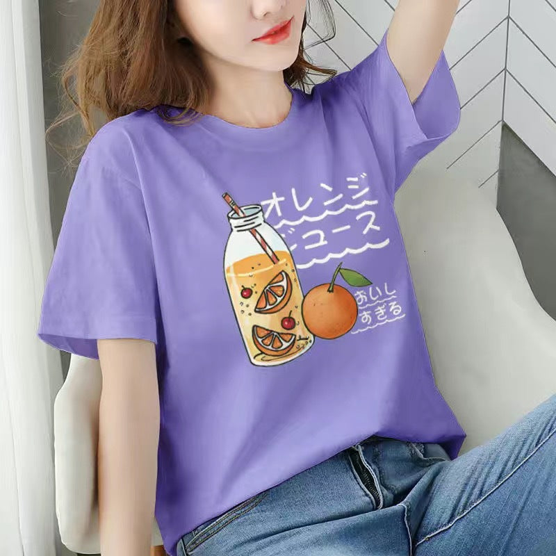 Women's printed loose and thin T-shirt top