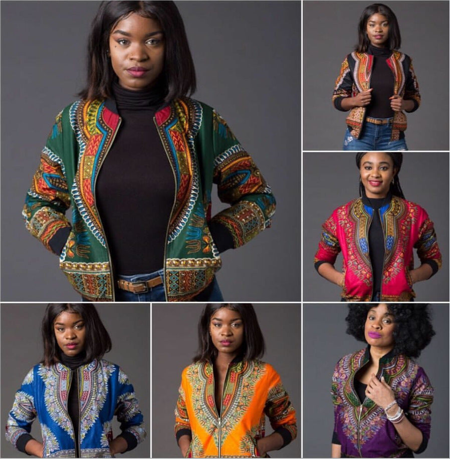 African printed short coat women