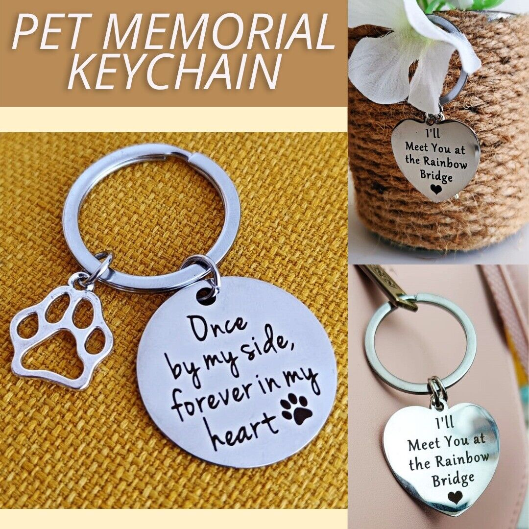 Loss Of Pet Memorial Keychain Dog Cat Remembrance Jewelry Sympathy Key Ring Tag