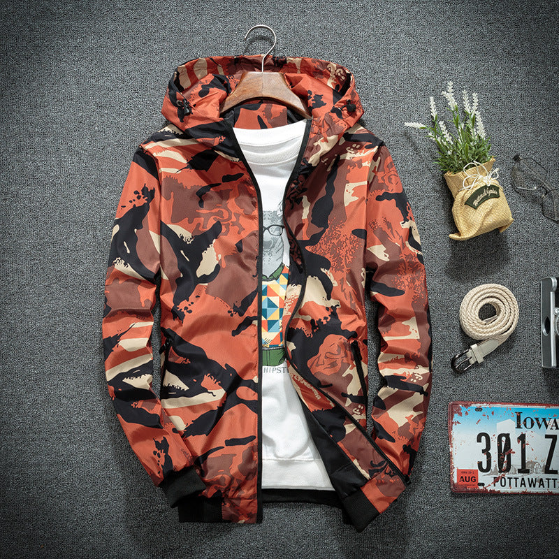 Casual Camouflage Jacket, Men's Hoodie, Street Clothes