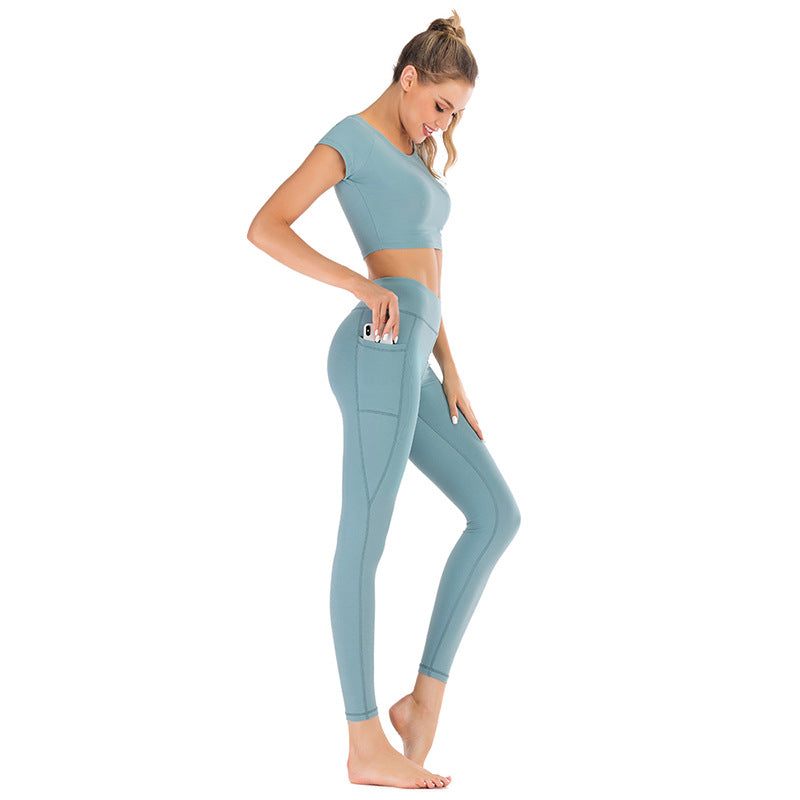 Pocket yoga clothes suit women