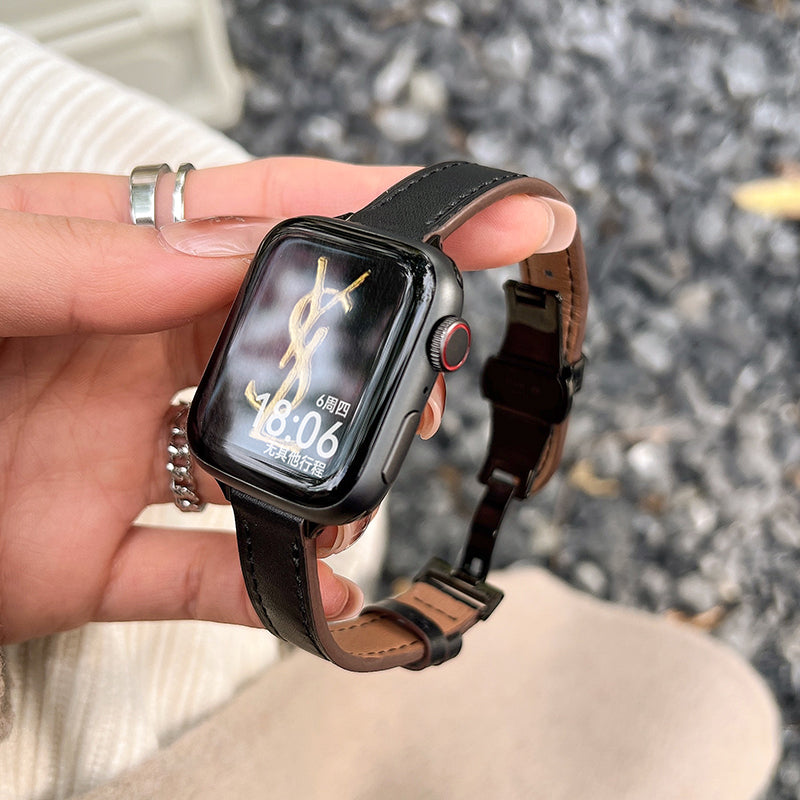 Autumn And Winter Korean Butterfly Buckle Genuine Leather Watch Strap