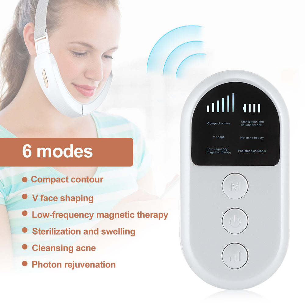 Facial Massager V-Face Beauty Instrument Wireless Remote Control EMS Color Light Vibration Face-Lifting Instrument