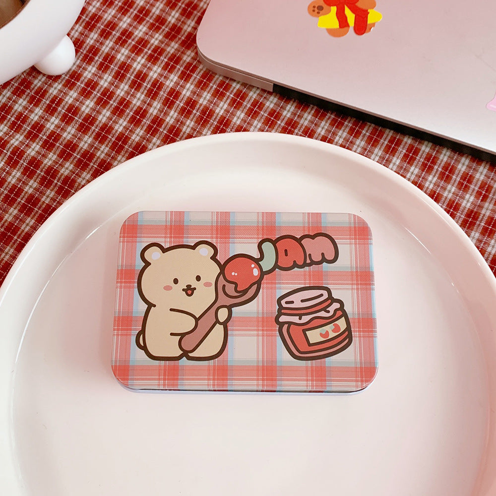 Korean Net Red With The Same Cute Bear Storage Box Girl Hand Account Sticker Box Storage Box Tin Box New Storage