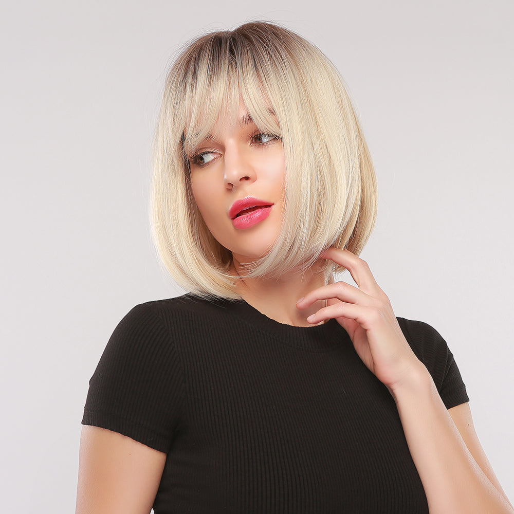 Gradual Golden Short Hair BOB Head Lifelike Chemical Fiber