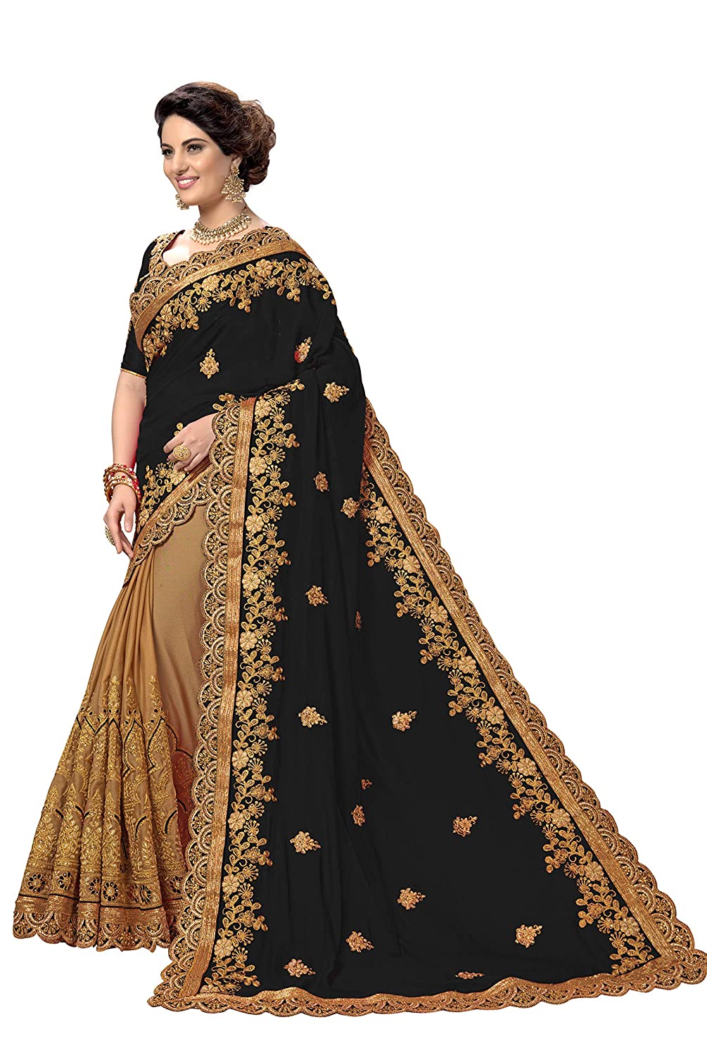 Women's Silk Embroidery SAREE Indian Traditional Saree Wedding Dress