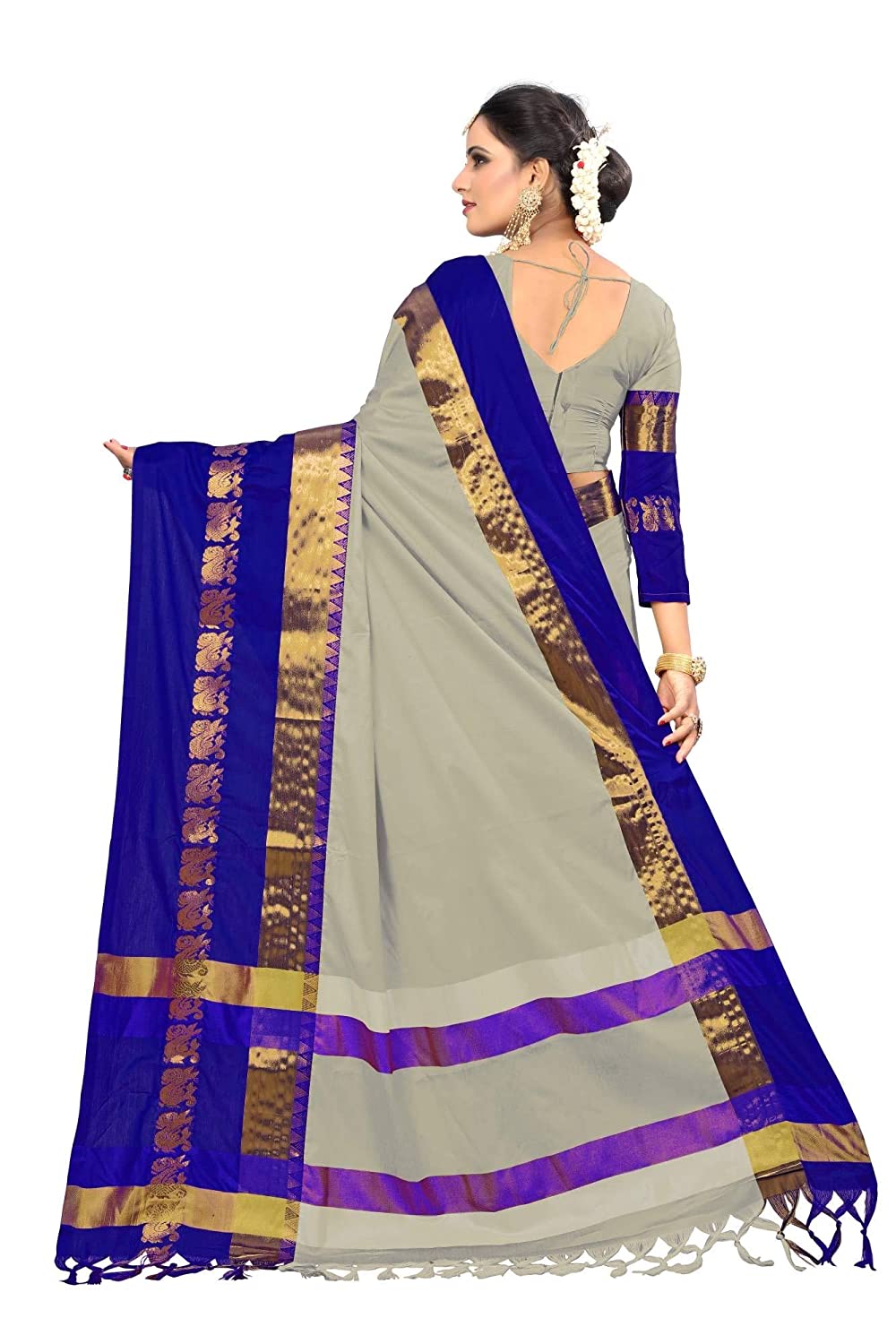 Designer Sarees Women's Banarasi Cotton Silk Saree With Blouse Piece Indian Sari Traditional Saree Wedding Dress Handmade Famous Actress Style Party Wear Free Size Ethenic Wear Clothes For Wo