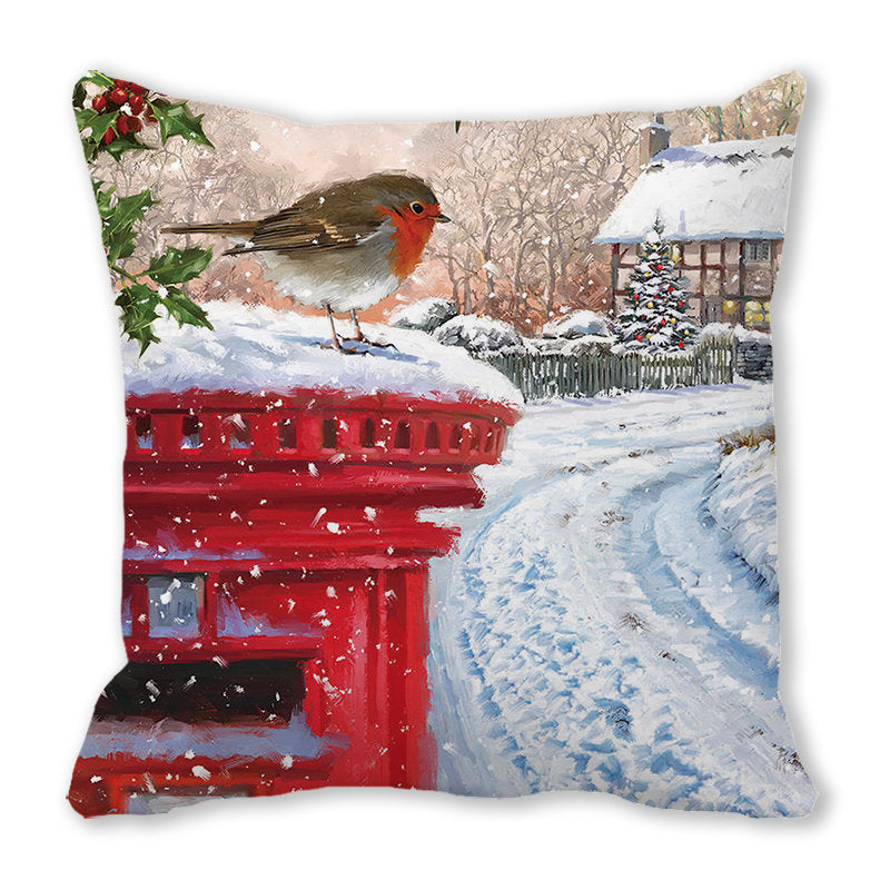 Santa Claus Snowman Pillow Cover Printed Seat Cover