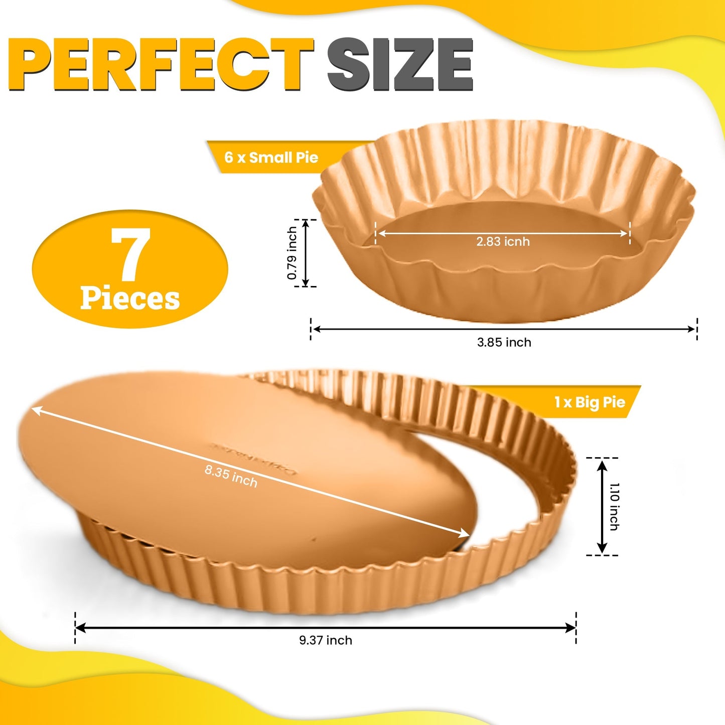 Original Tart Pans Set - Toxic Free NONSTICK Quiche Pan - Organic Environmental Friendly Premium Coating - Durable Quality - PIE PAN SET 7