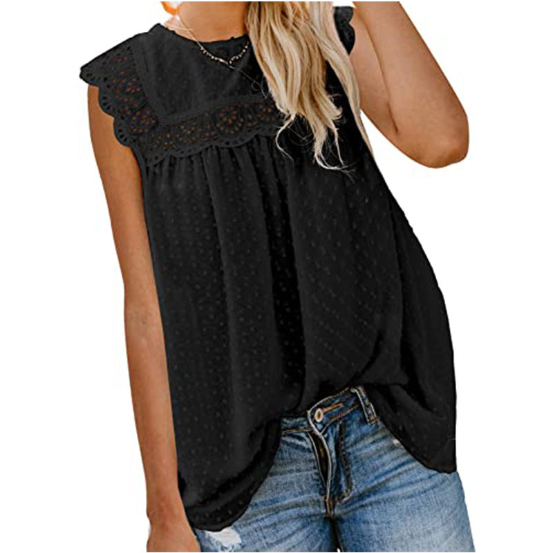 Ladies Sleeveless Cutout Lace Tank Top Shirt