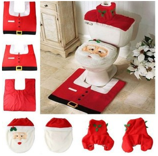 Merry Christmas Bathroom Curtain Santa Claus Toilet Seat Christmas Decorations