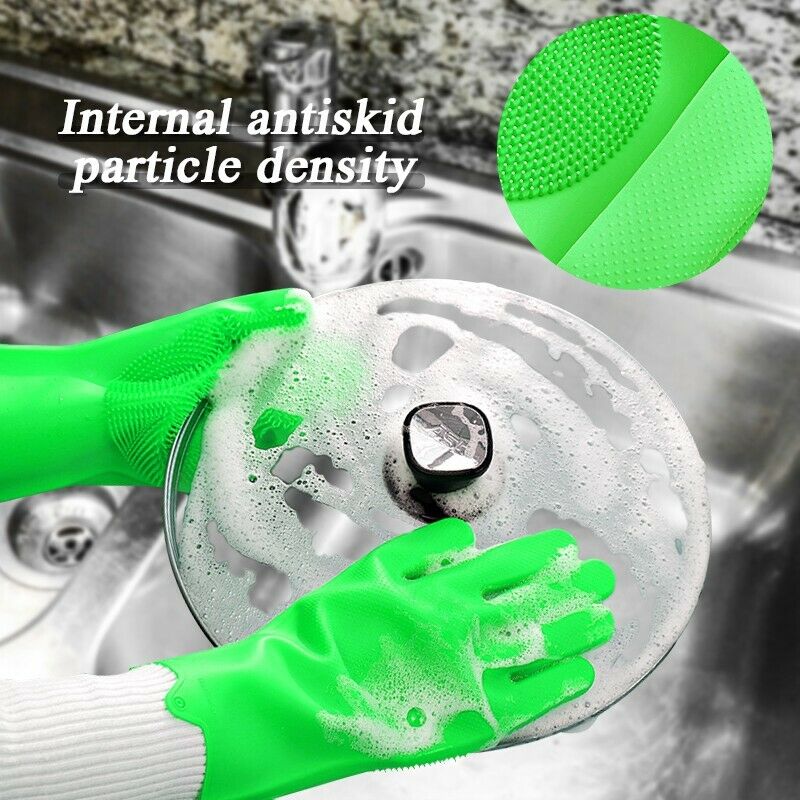 Pair Magic Scrubber Silicone Dishwashing Gloves For Home Cleaning Random Color