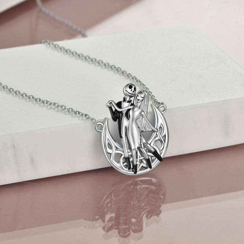 Nightmare Before Christmas Necklace Gifts Sterling Silver Jack Skellington Infinity Heart Necklace Skull Jewelry Birthday Gifts for Women