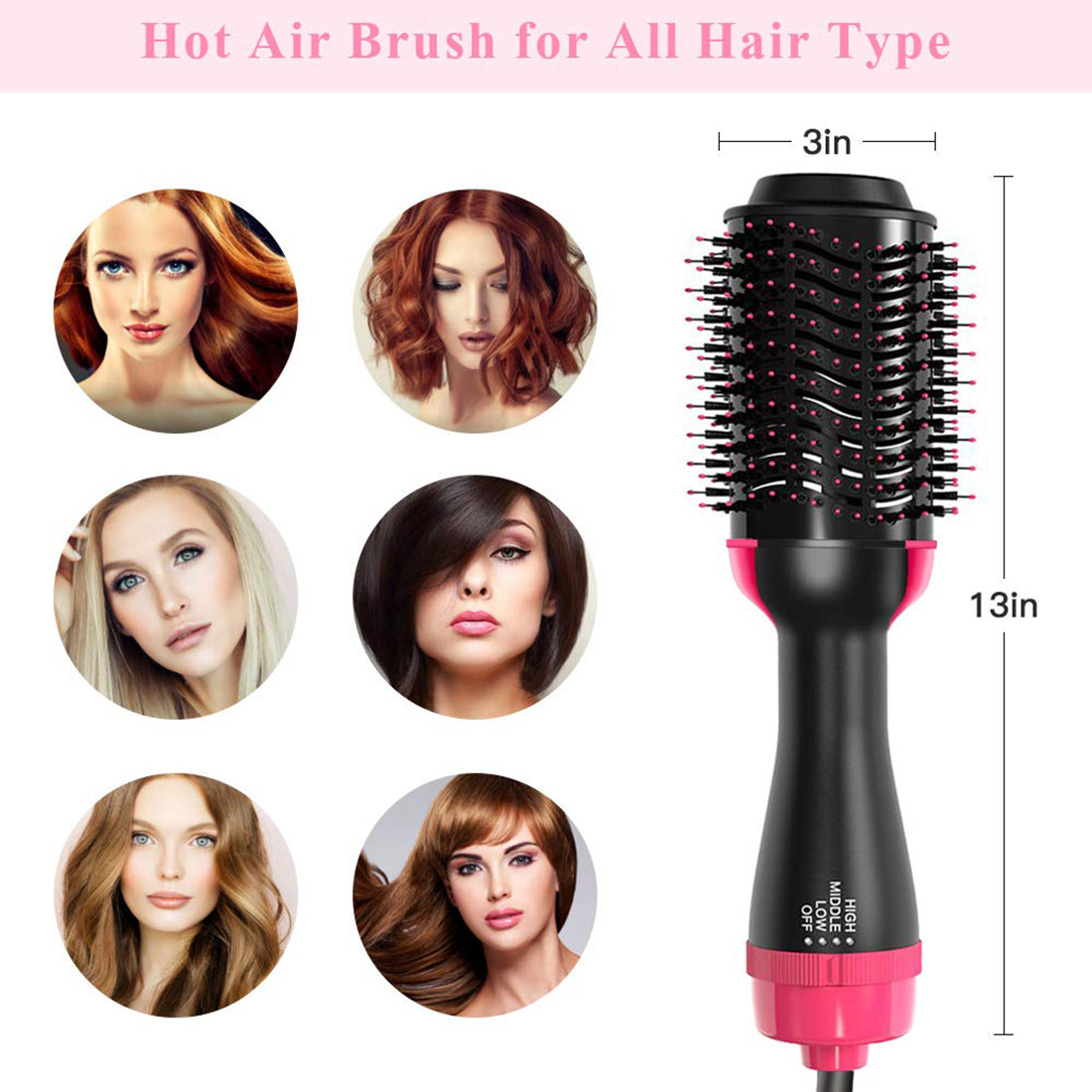 2 in 1 Multifunctional Hair Dryer & Volumizer Hair Brush Roller Rotate Comb Styling Straightening Curling Iron