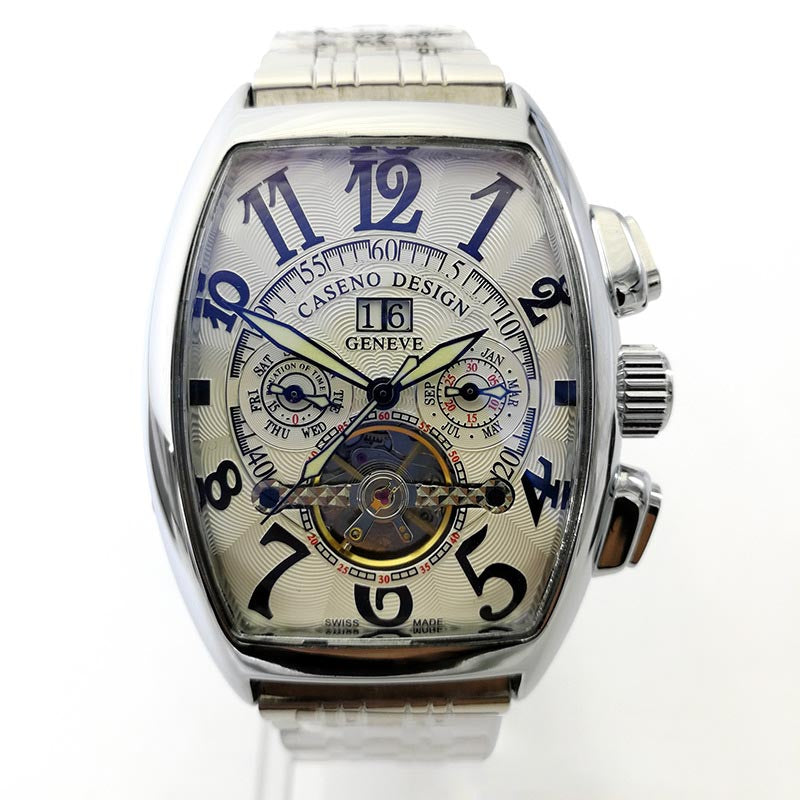 Barrel-shaped Large Date Tourbillon Automatic Mechanical Men's Watch